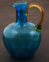 Vegyes üveg tétel: 2 db metszett üvegváza, jelzés nélkül, csorbákkal, m: 20,5 cm + dekoratív, színes...