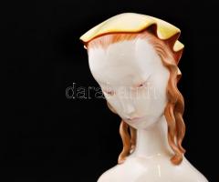 Metzler & Ortloff, kendős lány (art deco), kézzel festett, jelzett, hibátlan / Girl with scarf. ...