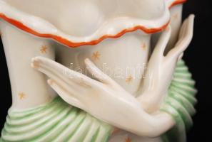 Metzler & Ortloff, kendős lány (art deco), kézzel festett, jelzett, hibátlan / Girl with scarf. ...