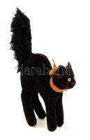 cca 1950-60 Régi Steiff cica,fülében gomb jelzéssel, plüss, 12x7cm / Steiff Black Tom Cat with Steiff button,12x7cm
