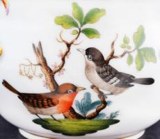 ÓHerendi Rothschild tálka, kézzel festett, jelzett, kopott aranyozás, m:7 cm, d:11 cm