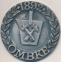 ~1960. &quot;OMBKE (Országos Magyar Bányászati és Kohászati Egyesület) 1892&quot; egyoldalas ezüstözött Br emlékérem (50mm) T:2