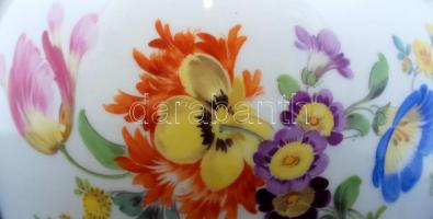 Meisseni kígyós urnaváza, kézzel festett, jelzett, kopott aranyozás, m:22 cm/ Meissen snake handled ...