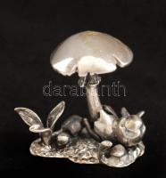 Ezüst csiperkegomba, jelzett, Ag., 17,4gr., 3x3cm/Silver mushroom, marked, Ag. 17,4gr. 3x3cm