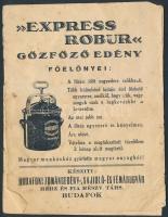 cca 1920 Budafoki Zománcgyár Robur gőzfőző edény prospektus receptekkel 12p. szakadással