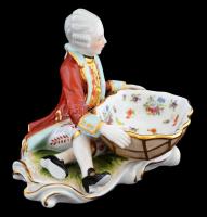 Neundorf figurális kínáló, részben kézzel festett, jelzett, hibátlan, h:15 cm, m:14 cm
