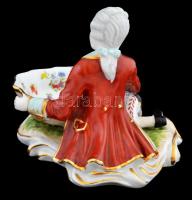 Neundorf figurális kínáló, részben kézzel festett, jelzett, hibátlan, h:15 cm, m:14 cm