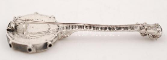 Ezüst bendzsó, jelzett, Ag., 13,4gr., 7cm/Silver banjo, marked, Ag. 13,4gr. 7cm