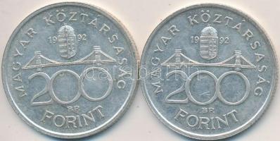 1992. 200Ft Ag "MNB" (2x) T:2,2-