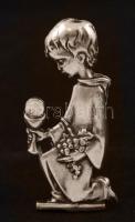 Ezüst elsőáldozó kisfiú, jelzett, Ag., 15,4gr., 6cm/ Silver first communion boy, marked, Ag. 15,4gr. 6cm