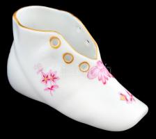 Herendi virágmintás (NBP) cipőcske, kézzel festett, jelzett, hibátlan, h:10 cm, m:5,5 cm