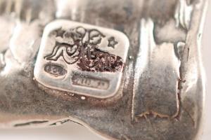 Ezüst penna és papír, jelzett, Ag., 7,2gr., 2,5x3cm/ Silver quill and paper, signed, Ag. 7,2gr. 2,5x...