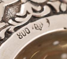 Ezüst teaszűrő,gazdagon díszített, jelzett, Ag., 52gr., 14x7cm/ Silver tea-strainer, ornated, marked...