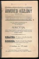 1936 az Árverési Közlöny 17. évf. 3. rendkívüli száma (tiszteletpéldány)benne az aukció részletei, á...