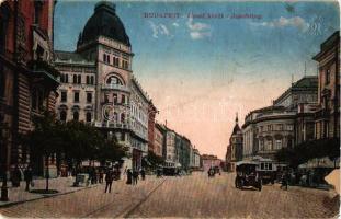 Budapest VIII. József körút, villamosok, automobil, Katonai Ellenőrző Bizottság So. Stpl. (Rb)
