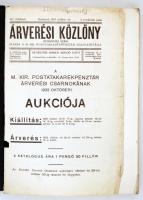 1933 az Árverési Közlöny 14. évf. 3. rendkívüli száma (tiszteletpéldánya) benne az aukció részletei, árak, ceruzás jegyzetekben leütési ár. Kissé viseltes papírkötésben. pp.:136, 23x15cm