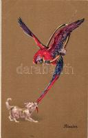 Rivalen / Dog with parrot, B.K.W.I. 244-6. litho