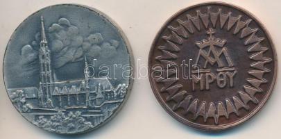 1974. &quot;75 éves a Magyar Ebtenyésztők Országos Egyesülete&quot; fém emlékérem (40mm) + DN &quot;Kalazanci Szent József&quot; Br emlékérem (39mm) T:1-