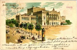 Leipzig, Das neue Theater / new theatre, No. 5281. litho (cut)