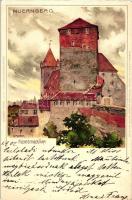 Nürnberg, Fuenfeckiger Turm / tower, Velten's Künstlerpostkarte No. 110. litho s: K. Mutter