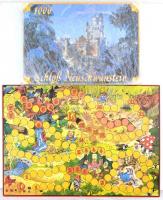 Különféle retro társasjátékok, építő elemek, összesen 5 db, + egy tábla