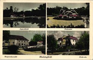 Harkányfürdő, Lujza-tófürdő, Parkrészlet, Benyovszky-szálló, Török-villa (EK)