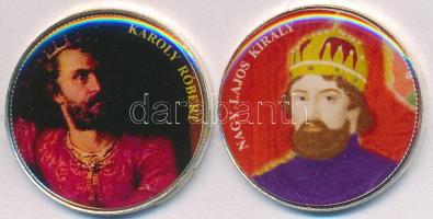 DN 50Ft "Nagy Magyarok / Károly Róbert, Nagy Lajos király" (2x) multicolor emlékérme sorozatból, ezüstözött Cu-Ni T:2