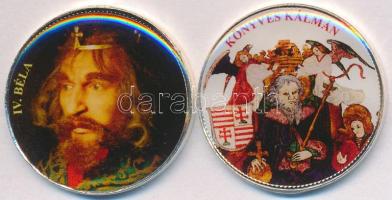 DN 50Ft "Nagy Magyarok / IV. Béla, Könyves Kálmán" (2x) multicolor emlékérme sorozatból, ezüstözött Cu-Ni T:2
