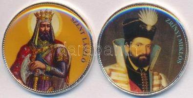 DN 50Ft "Nagy Magyarok / Szent László, Zrínyi Miklós" (2x) multicolor emlékérme sorozatból, ezüstözött Cu-Ni T:2