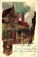 1898 München, Michaelskirche / church, Veltens Künstlerpostkarte No. 98. litho s: Kley