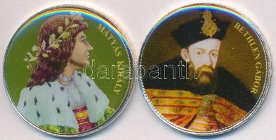 DN 50Ft "Nagy Magyarok / Mátyás király, Bethlen Gábor" (2x) multicolor emlékérme sorozatból, ezüstözött Cu-Ni T:2