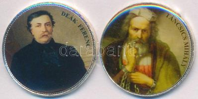 DN 50Ft "Nagy Magyarok / Deák Ferenc, Táncsics Mihály" (2x) multicolor emlékérme sorozatból, ezüstözött Cu-Ni T:2