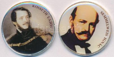 DN 50Ft "Nagy Magyarok / Kossuth Lajos, Semmelweis Ignác" (2x) multicolor emlékérme sorozatból, ezüstözött Cu-Ni T:2