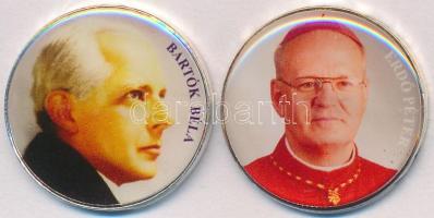 DN 50Ft "Nagy Magyarok / Bartók Béla, Erdő Péter" (2x) multicolor emlékérme sorozatból, ezüstözött Cu-Ni T:2