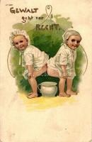 Gewalt geht vor Recht / Greeting card, children, humour, litho (Rb)