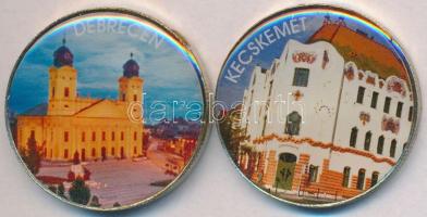 DN 200Ft "Debrecen" + "Kecskemét" (2x) multicolor emlékérme sorozatból, CuNi T:2