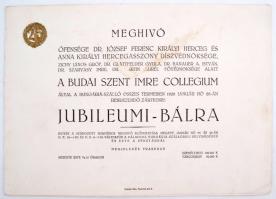 1926 Meghívó a Budai Szent Imre Collegium jubileumi báljára, kitűzővel