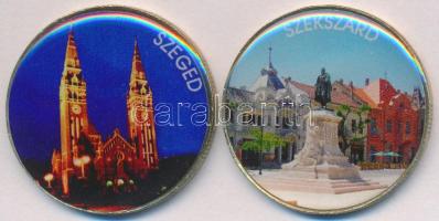 DN 200Ft "Szeged" + "Szekszárd" (2x) multicolor emlékérme sorozatból, CuNi T:2