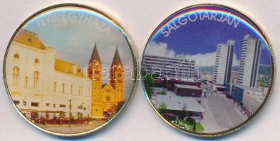 DN 200Ft "Nyíregyháza" + "Salgótarján" (2x) multicolor emlékérme sorozatból, CuNi T:2