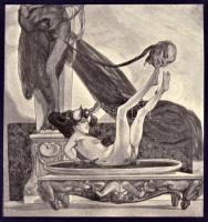 cca 1910 A gyűjtő Bayros albuma, amatőrkiadásának mellékletei. Erotikus  heliogravür, 8db, teljes so...