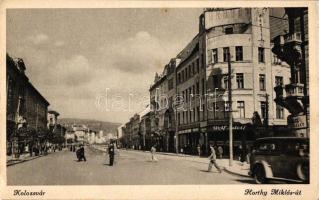 Kolozsvár, Cluj; Horthy Miklós út, Wolf Adolf üzlete, automobil / street, shop, automobile (EK)