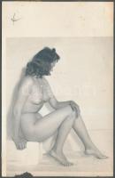 cca 1960 Erotikus fotók, vegyes méretben és minőségben kartonra kasírozva, 5db, cca 6x8cm és 14x9cm