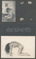 cca 1960 Erotikus fotók, vegyes méretben és minőségben kartonra kasírozva, 5db, cca 6x8cm és 14x9cm