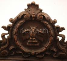 Bagollyal és angyalokkal díszített réz-bronz asztali tintatartó, sérült, 31,5×19×9,5 cm