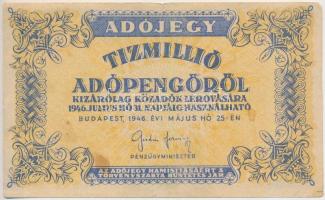 1946. 10.000.000AP vízjeles papíron, fordított címerrel, &quot;amelyeknél&quot; T:III fo.