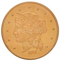 Amerikai Egyesült Államok DN 1877. 50$ aranyozott fém emlékérem (51mm) T:PP ujjlenyomat, ph. USA ND 1877. 50 Dollars gilt metal medallion (51mm) C:PP fingerprint, edge error
