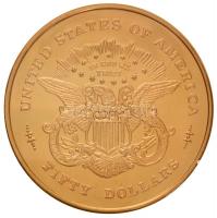 Amerikai Egyesült Államok DN "1877. 50$" aranyozott fém emlékérem (51mm) T:PP ujjlenyomat,...