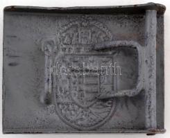 Osztrák-Magyar Monarchia magyar címerrel díszített, felületkezelt övcsat, 5,5x7 cm