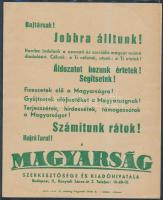 cca 1930-1940 &quot;Bajtársak! Jobbra álltunk!&quot; A Magyarság című újság kisméretű szórólapja