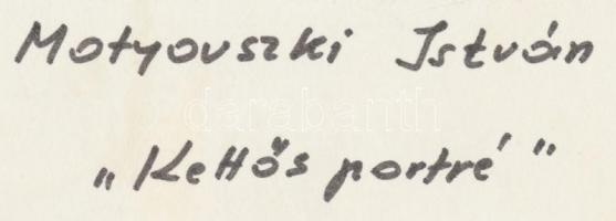 cca 1975 Motyovszki István: Kettős portré, feliratozott vintage fotóművészeti alkotás, 18x24 cm